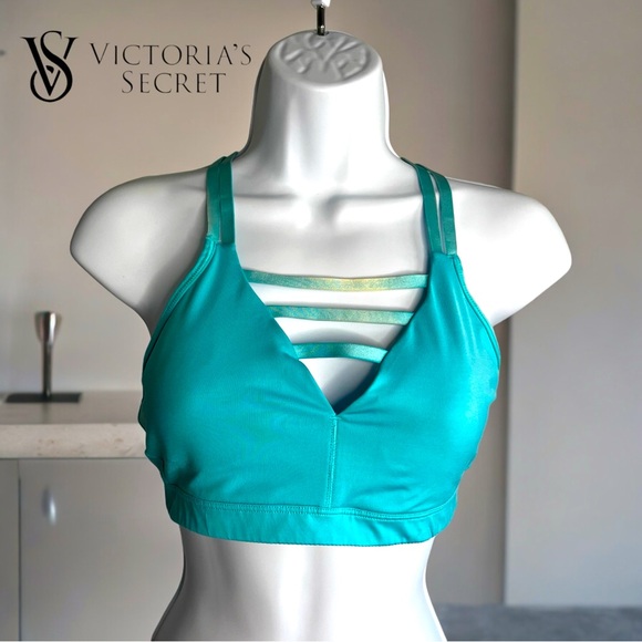 VSX Victoria's Secret Light Blue Strappy Sports Bra - Size Small - Picture 1 of 8